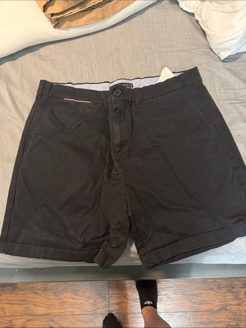 Tommy Hilfiger Black Flat Front Chino Shorts